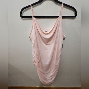 Wild Fable Blush Peach Ruched Lined Sheer Overlay Y2K Stretch Mini Dress Plus 1X